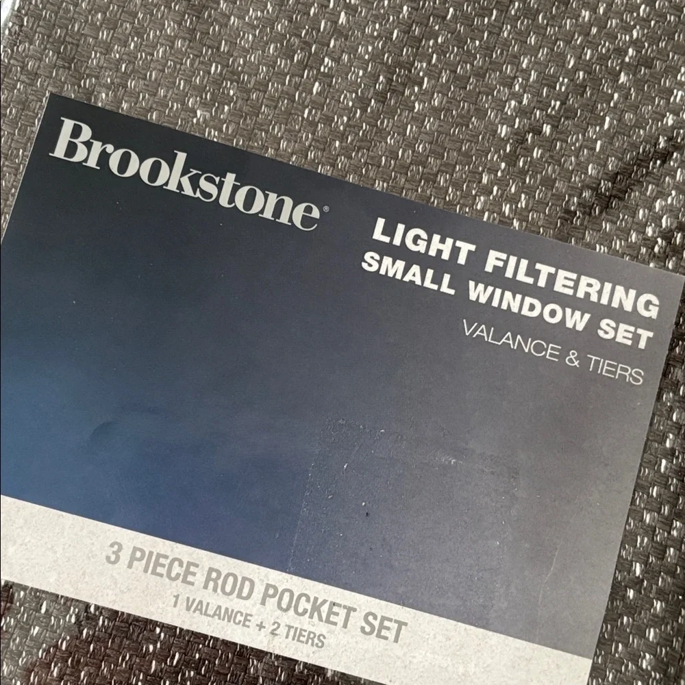 Brookstone Saville Charcoal Light Filtering Valance & Tiers Curtain Set